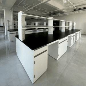 Floor mounted steel wall bench with high end shelf
