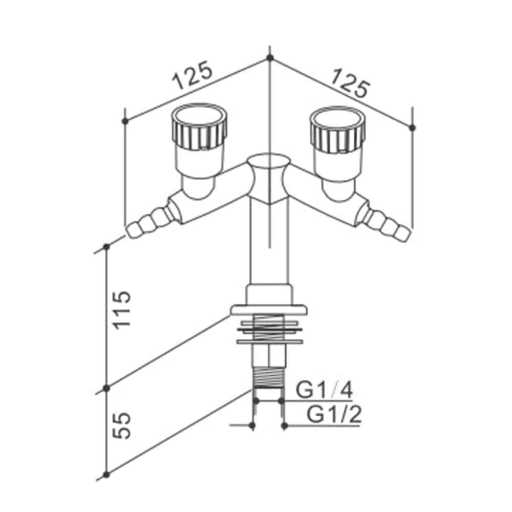Drawing Deck Mounted Double Outlet Laboratory Gas Fitting (JH GF001) Drawing Deck Mounted Double Outlet Laboratory Gas Fitting (JH GF001)