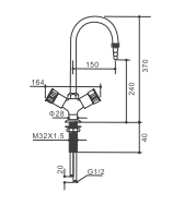 Drawing Hot Cold Mixer Lab Faucet JH WL012( Brass) Drawing Hot Cold Mixer Lab Faucet JH WL012( Brass)