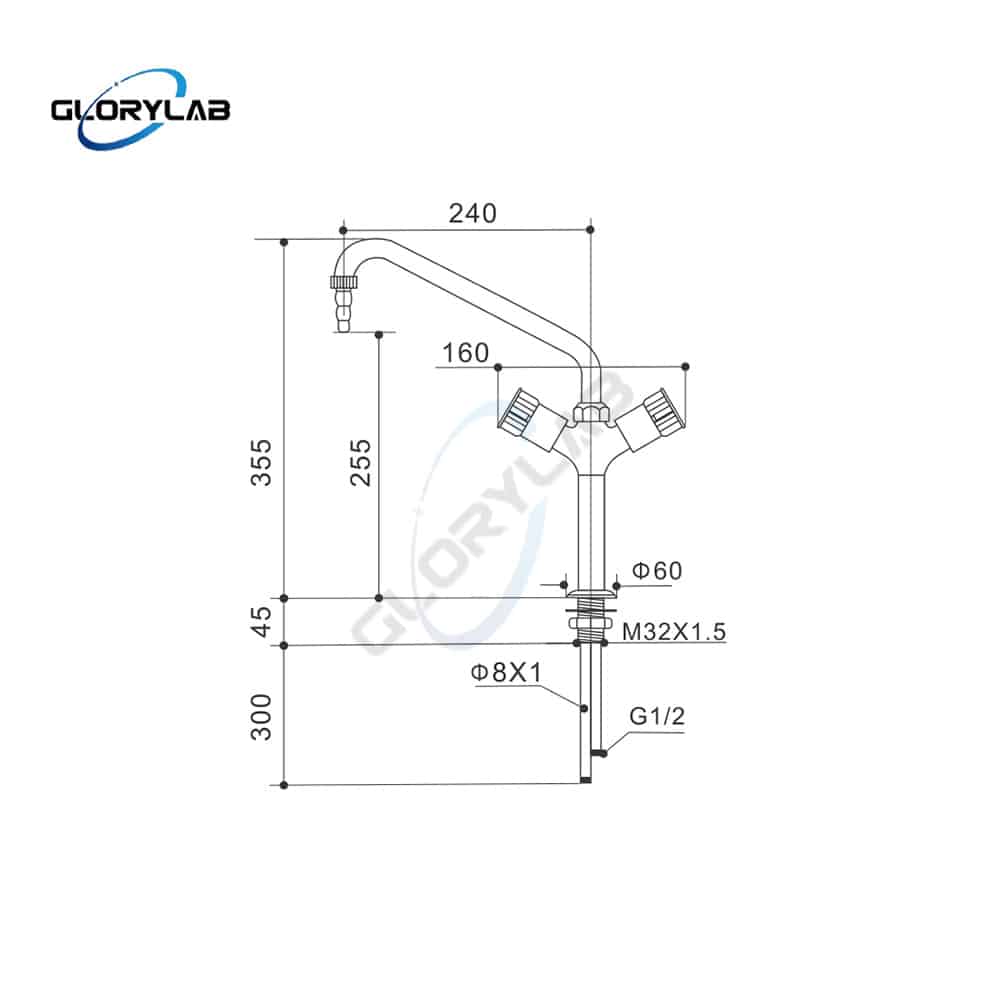 Drawing Hot Cold Mixer Lab Faucet JH WL018(Brass) Drawing Hot Cold Mixer Lab Faucet JH WL018(Brass)