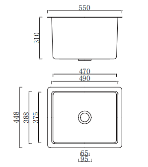 Drawing of PP Laboratory Sink Model JH PS002 (Medium) Drawing of PP Laboratory Sink Model JH PS002 (Medium)