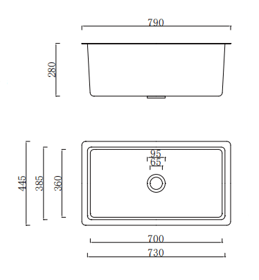 Drawing of PP Laboratory Sink Drawing of PP Laboratory Sink