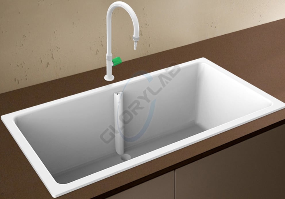 Installed PP lab sink white sink Installed PP lab sink white sink