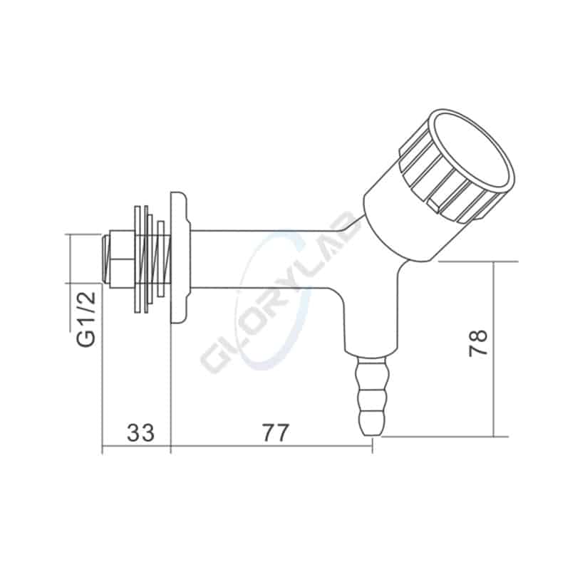 Product drawing Suspended Mounted Single Outlet Gas Fitting Product drawing Suspended Mounted Single Outlet Gas Fitting