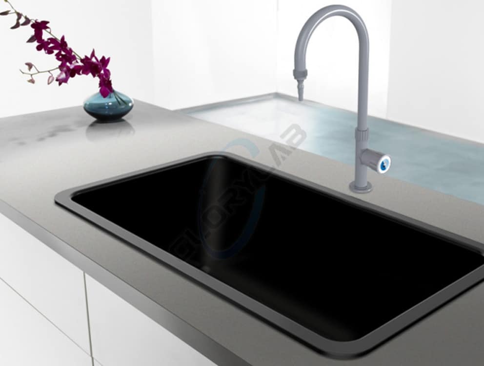 Sink installed on lab worktop Sink installed on lab worktop