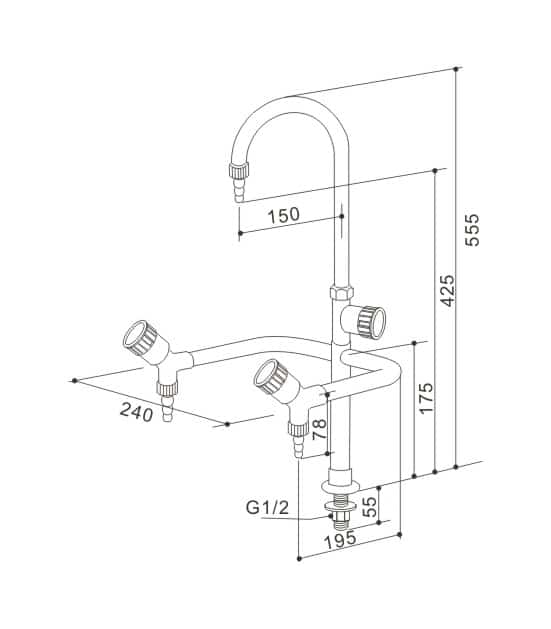 drawing of triple outlet faucet drawing of triple outlet faucet