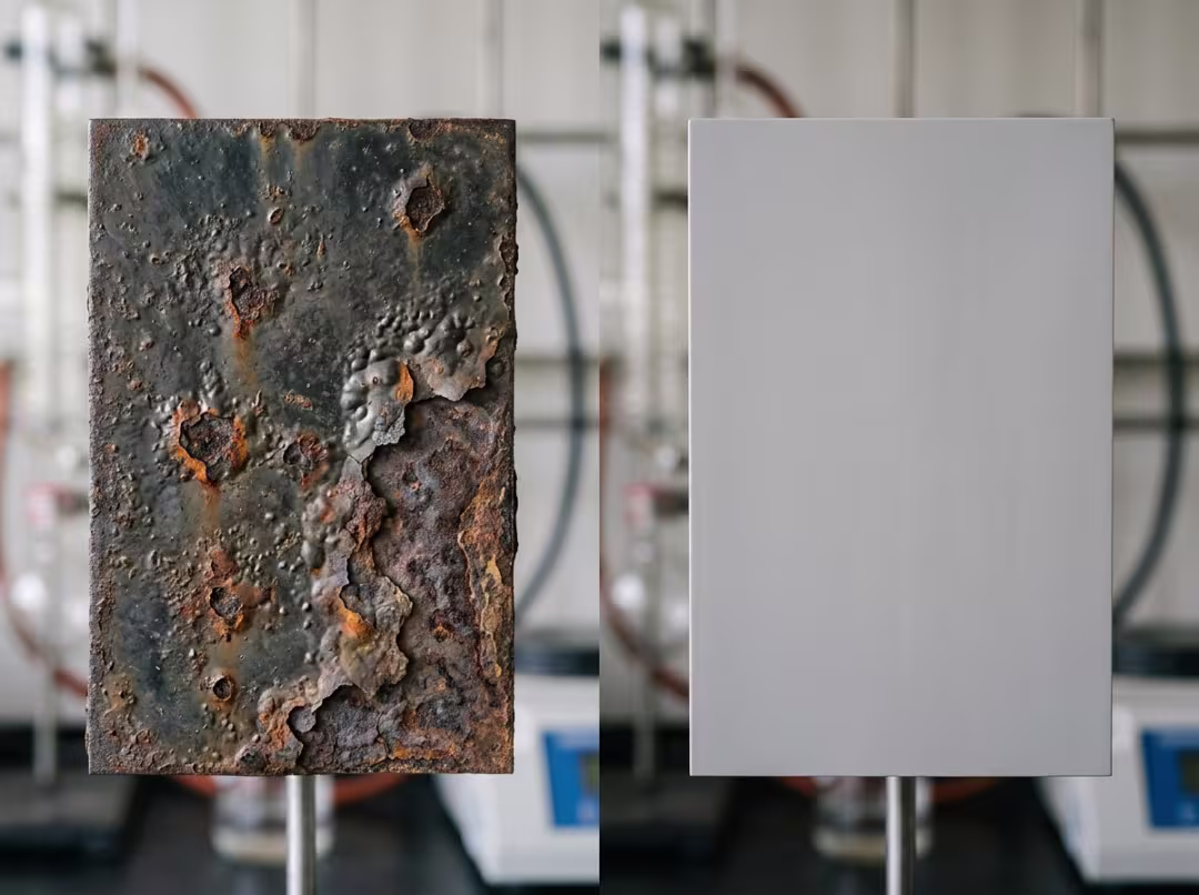 Corroded coated steel versus intact polypropylene liner Corroded coated steel versus intact polypropylene liner