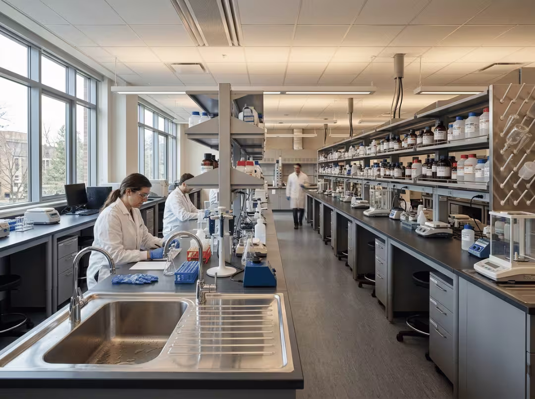 Modern chemical laboratory with epoxy resin lab benches