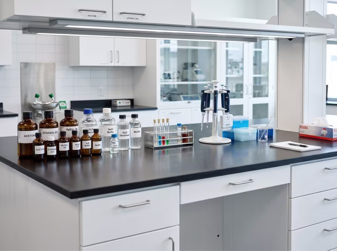 Modern laboratory bench with epoxy countertop