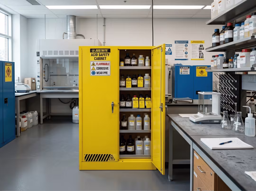 acid safety cabinet in laboratory