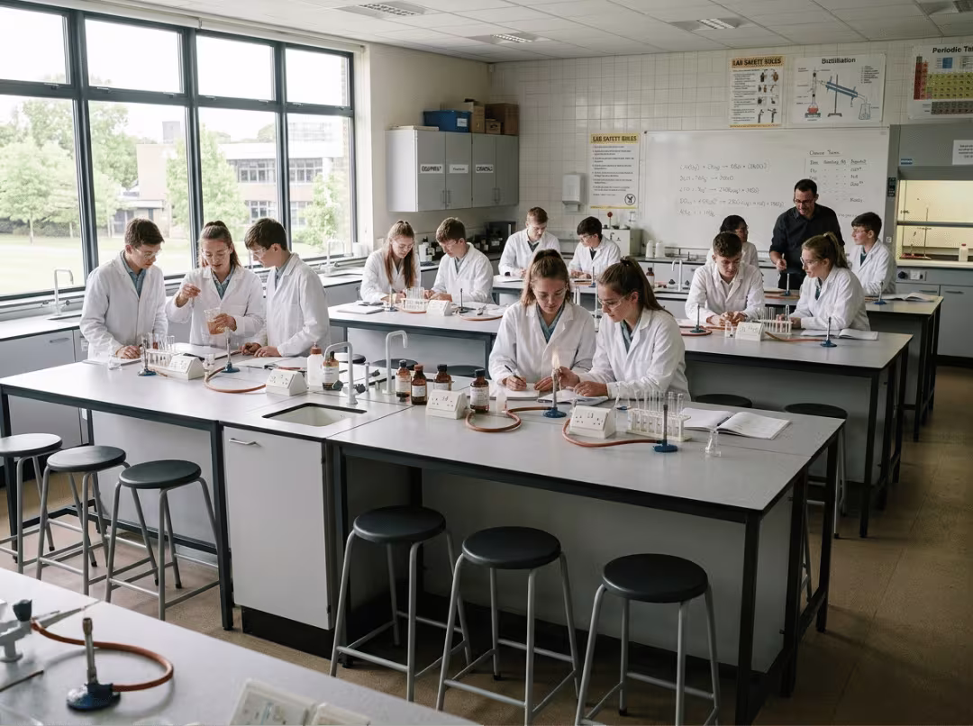 school lab stools in science classroom