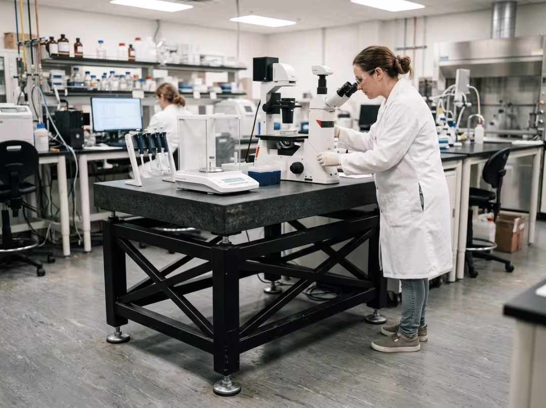 Anti vibration table in an active lab