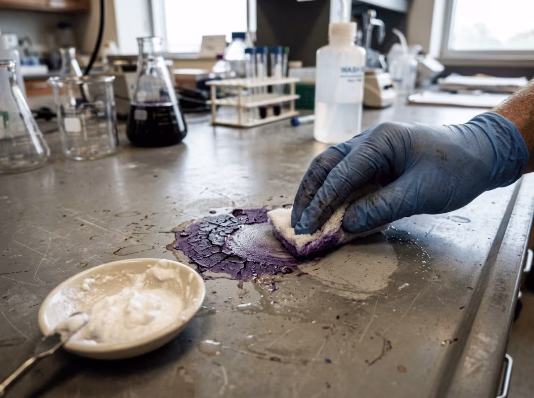 Scrubbing a dried crystal violet stain Scrubbing a dried crystal violet stain